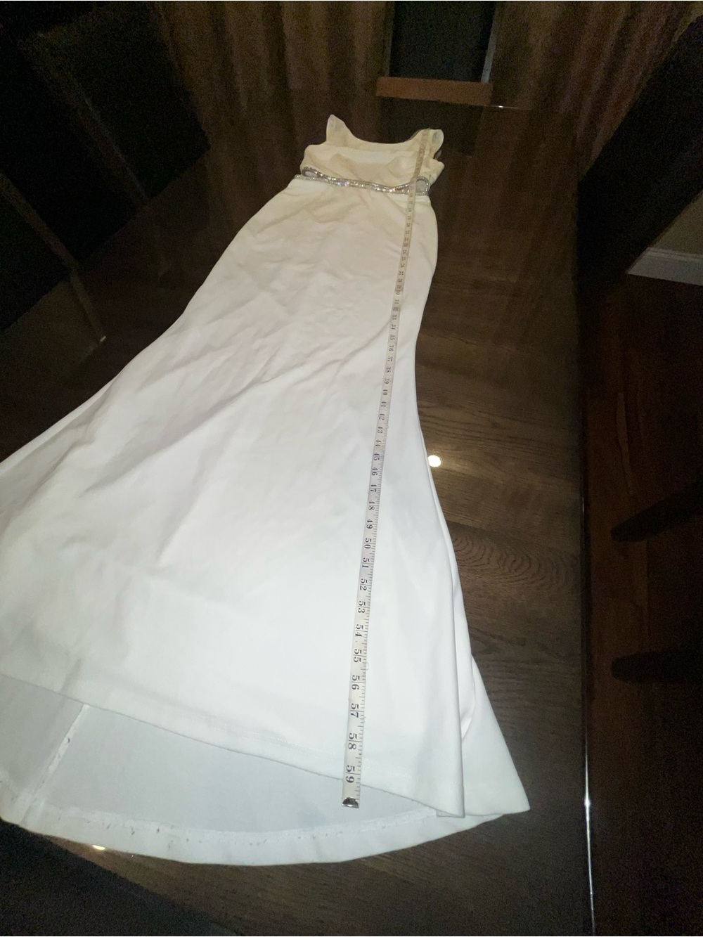 Fashion Nova White Cut Out Backless Gown w/Silver Accents Size M Medium Bridal - Picture 11 of 16